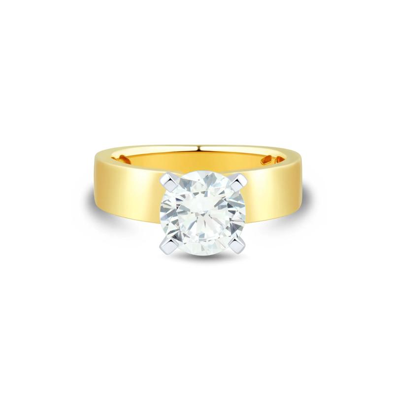 Wide Band Semi-Mount Engagement Ring in 14K Yellow and White Gold &#40;Setting Only&#41; – Image 1 of 6