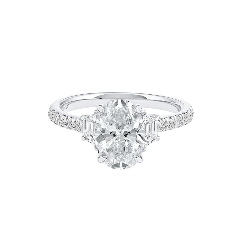 Khai Lab Grown Diamond Oval Engagement Ring in 14K White Gold &#40;2 3/4 ct. tw.&#41; – Image 1 of 5