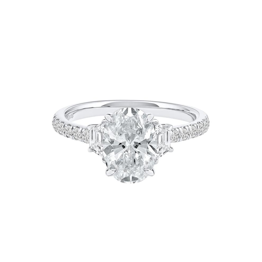 Khai Lab Grown Diamond Oval Engagement Ring in 14K White Gold (2 3/4 ct. tw.) – Image 1 of 5