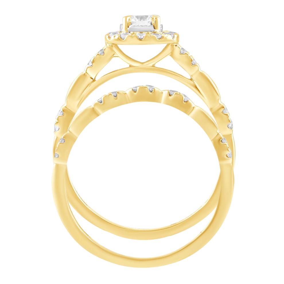 Diamond Center Round Halo Engagement Set in 10K Yellow Gold (1/2 ct. tw.) – Image 2 of 5