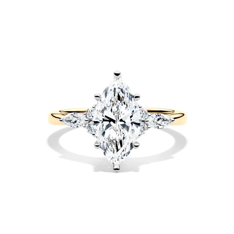 Lab Grown Diamond Marquise-Cut Engagement Ring in 14K Yellow and White Gold &#40;2 1/4 ct. tw.&#41; – Image 1 of 4