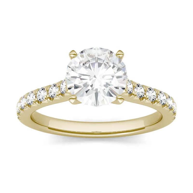 Hearts &amp; Arrows Moissanite Ring in 14K Yellow Gold &#40;1 7/8 ct. dew&#41; – Image 5 of 5