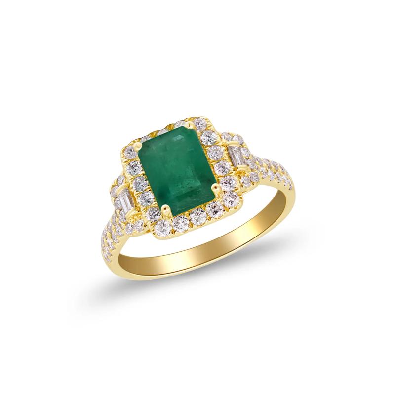 Emerald-Cut Emerald and Diamond Ring in 14K Yellow Gold &#40;5/8 ct. tw.&#41; – Image 4 of 4