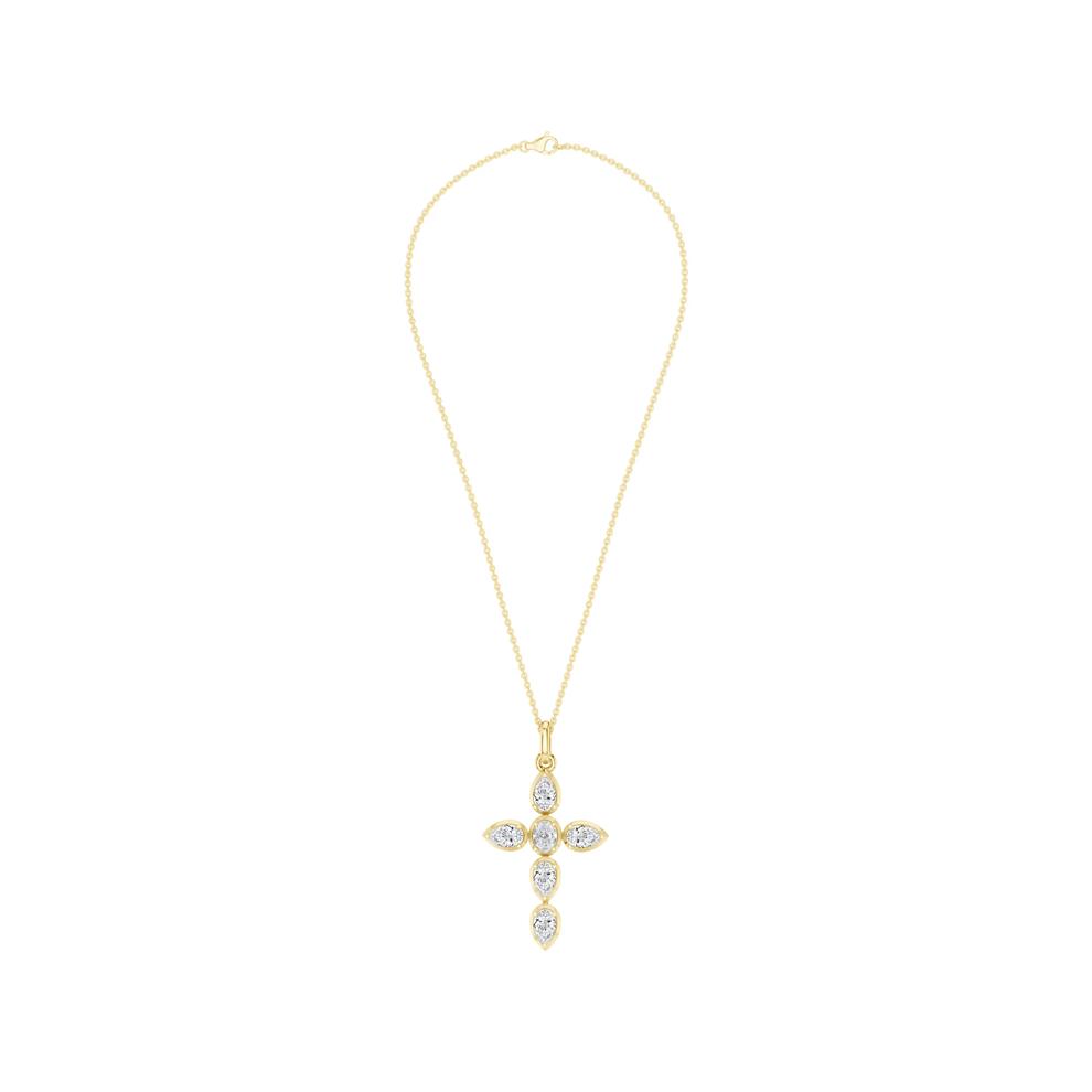 Lab Grown Diamond Cross Pendant Necklace in 14K Yellow Gold (1/2 ct. tw.) – Image 6 of 6