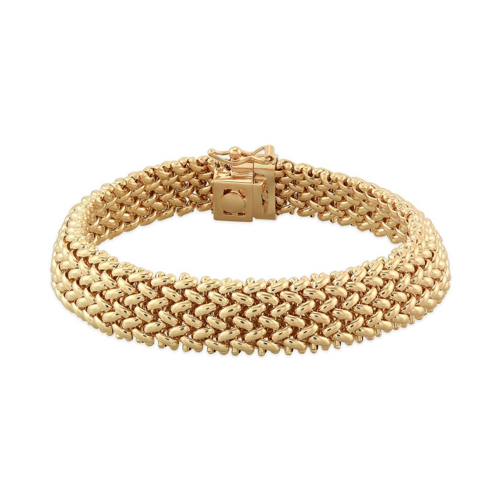 Woven Bracelet in 14K Yellow Gold, 12mm, 7.5" – Image 1 of 2