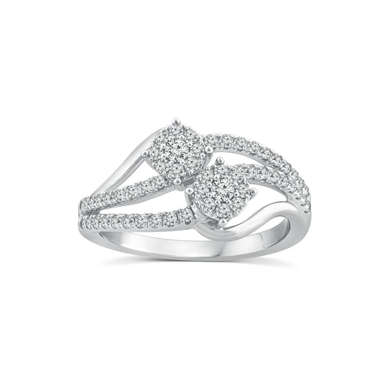 Diamond Bypass Station Ring in 10K White Gold &#40;1/2 ct. tw.&#41; – Image 1 of 3