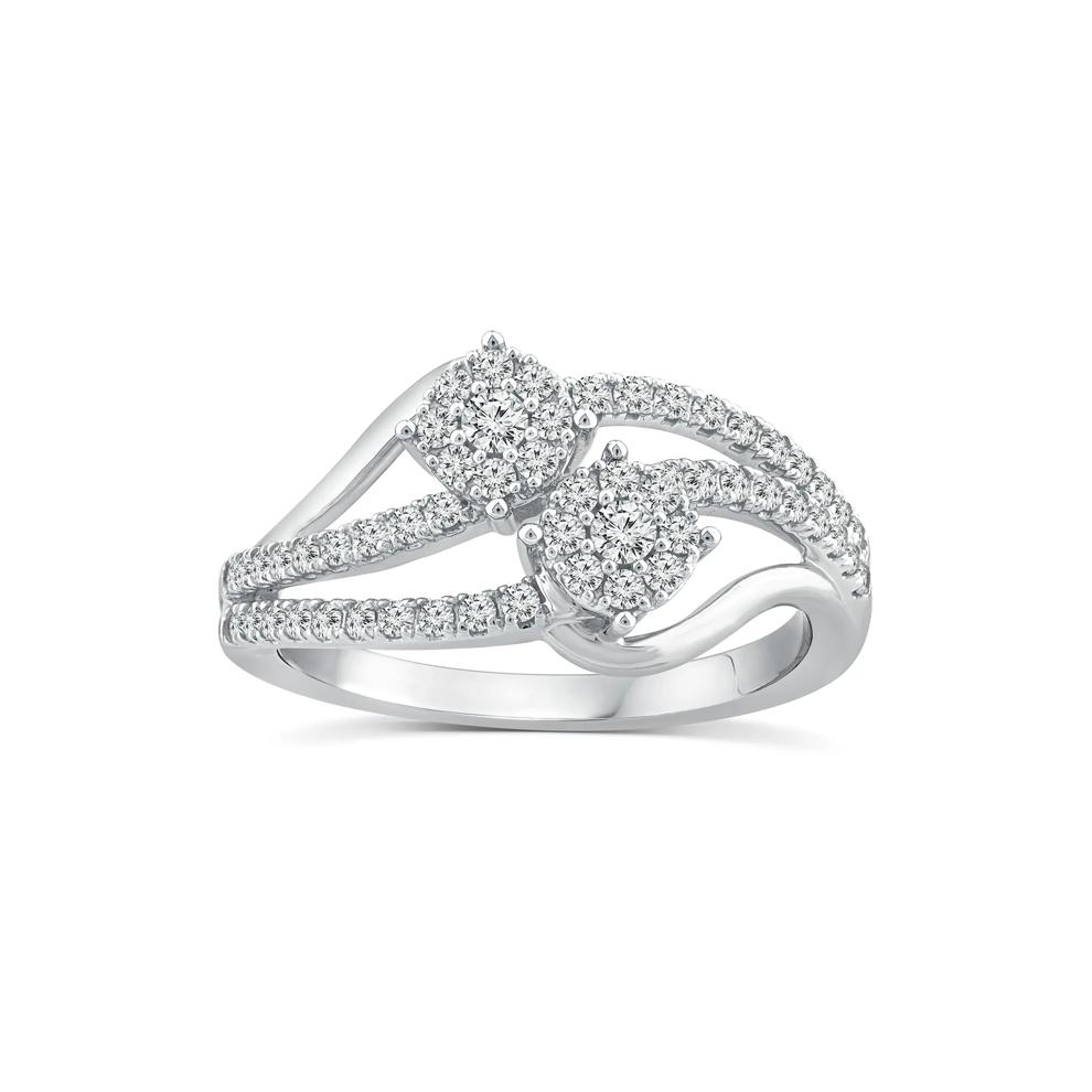 Diamond Bypass Station Ring in 10K White Gold (1/2 ct. tw.) – Image 1 of 3
