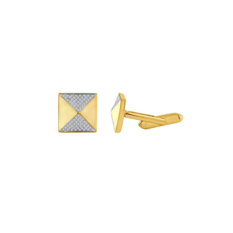 Men's Lab Grown Diamond Pyramid Cufflinks in Gold Vermeil (1/2 ct. tw.) – Image 2 of 2
