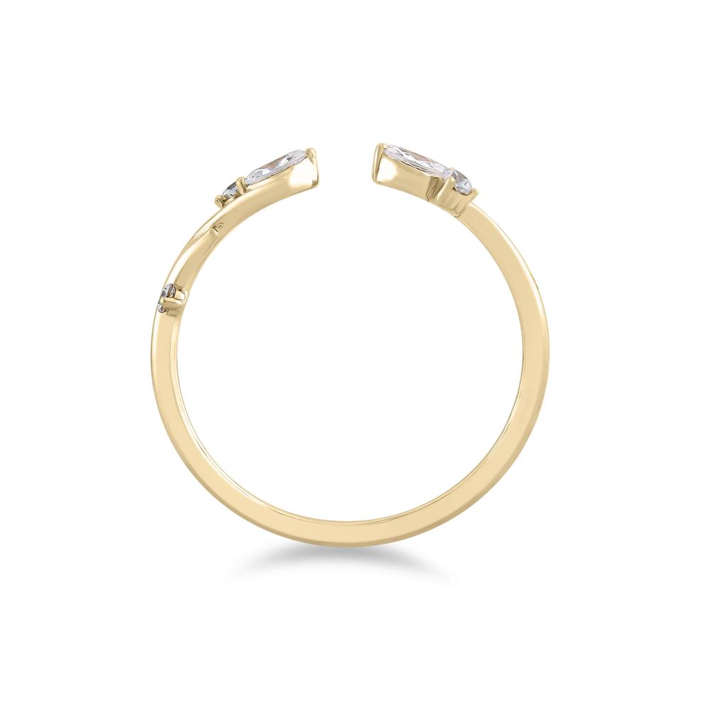 Lab Grown Diamond Round &amp; Marquise Open Stacking Ring in 14K Yellow Gold (1/7 ct. tw.) – Image 2 of 4