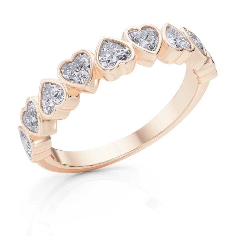 Lab Grown Diamond Heart Bezel Half Eternity Band in 14K Rose Gold &#40;1 ct. tw.&#41; – Image 5 of 5