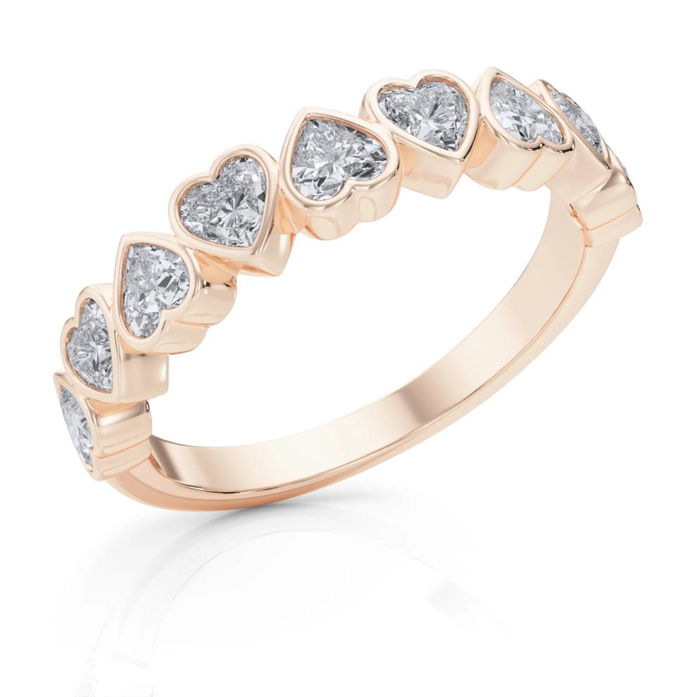 Lab Grown Diamond Heart Bezel Half Eternity Band in 14K Rose Gold (1 ct. tw.) – Image 5 of 5