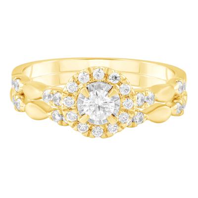 Diamond Center Round Halo Engagement Set in 10K Yellow Gold (1/2 ct. tw.)