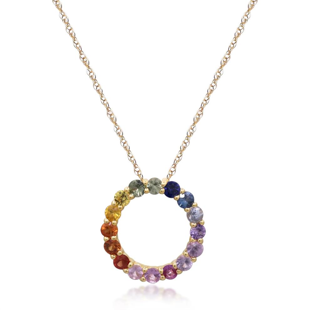 Rainbow Sapphire Pendant Necklace in 10K Yellow Gold – Image 1 of 4