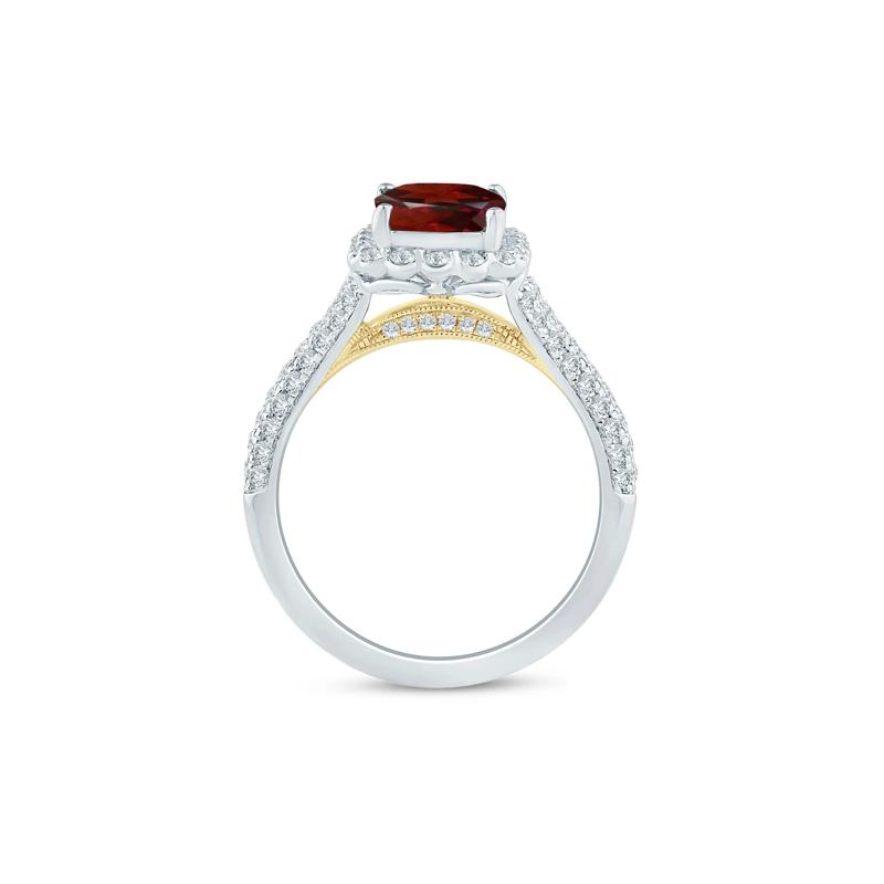 Trista Garnet and Diamond Engagement Ring in 14K White and Yellow Gold &#40;5/8 ct. tw.&#41; – Image 2 of 3