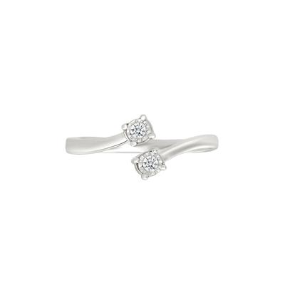 Diamond Accent Two-Stone Bypass Pinky Ring in Sterling Silver