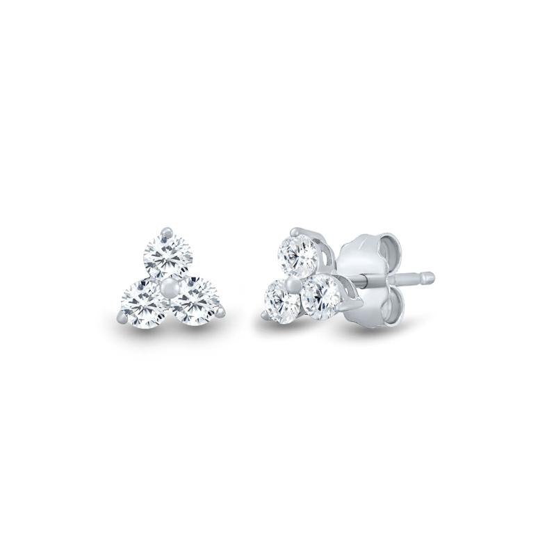 Lab Grown Diamond Three-Stone Earrings in 14K White Gold &#40;3/8 ct. tw.&#41; – Image 1 of 1