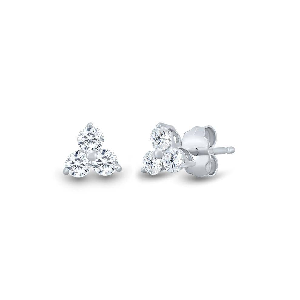 Lab Grown Diamond Three-Stone Earrings in 14K White Gold (3/8 ct. tw.) – Image 1 of 1