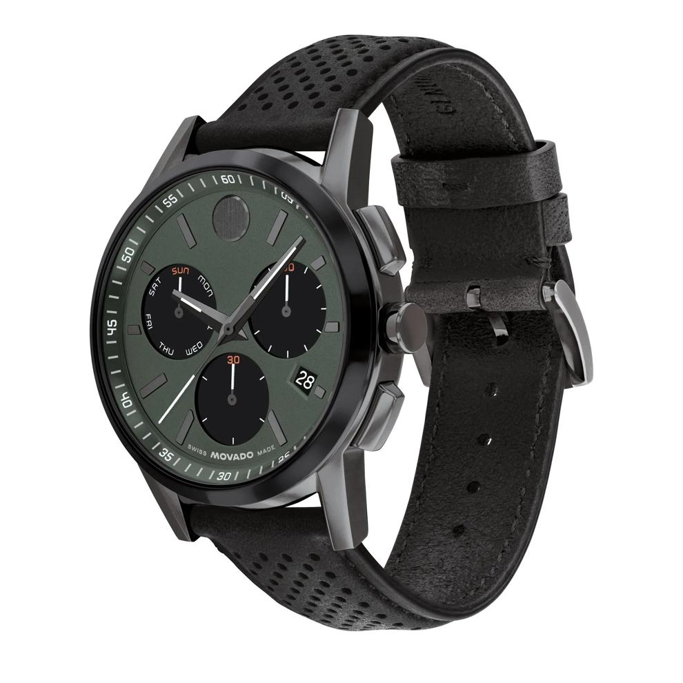 Men's Museum Sport Watch in Black Stainless Steel and Black Leather, 43MM – Image 2 of 3