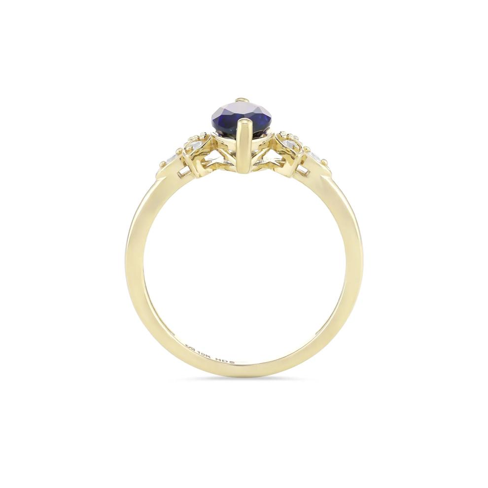 Lab-Created Blue Sapphire &amp; Lab-Created White Sapphire Ring in 10K Yellow Gold – Image 2 of 4