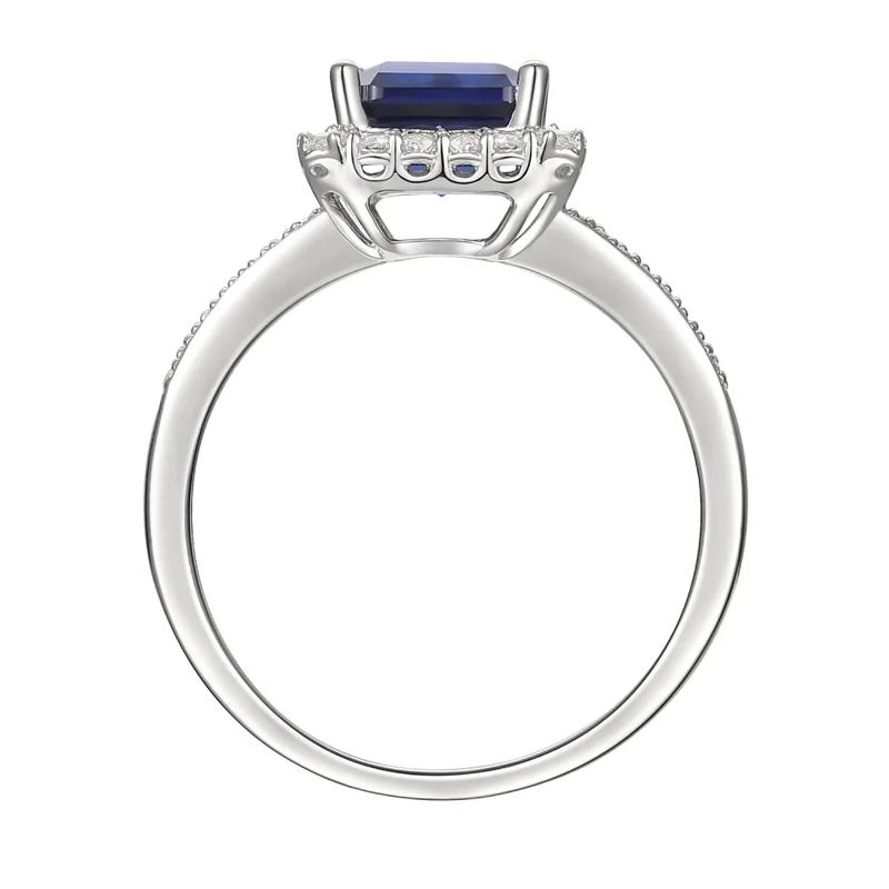 Lab Created Ceylon Sapphire Earrings, Pendant and Ring Set in Sterling Silver – Image 7 of 8