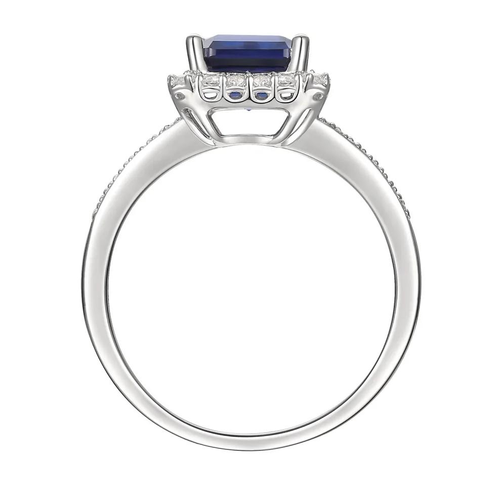 Lab Created Ceylon Sapphire Earrings, Pendant and Ring Set in Sterling Silver – Image 7 of 8