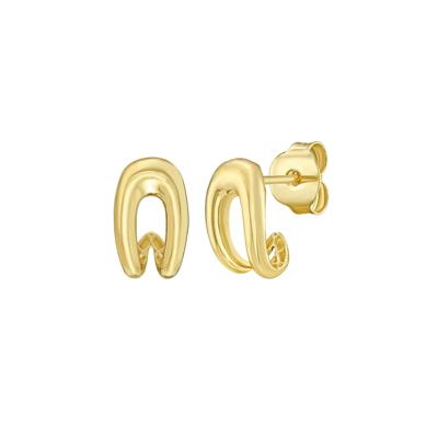 Open Drop Huggie Earrings in 14K Yellow Gold