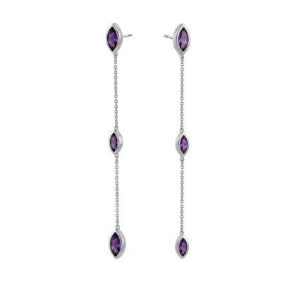 Amethyst Marquise Drop Earrings in Sterling Silver