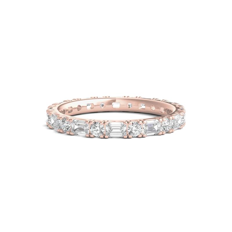 Round and Emerald-Cut Lab Grown Diamond Eternity Band in 14k Rose Gold (1 1/2 ct. tw.) – Image 1 of 3