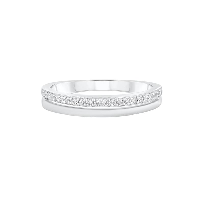 Diamond Double-Row Band in 10K White Gold &#40;1/8 ct. tw.&#41; – Image 1 of 3