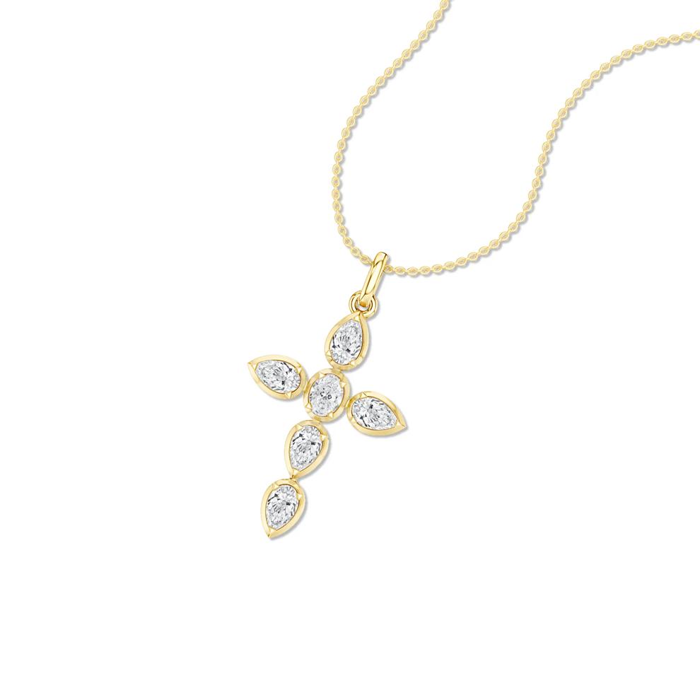 Lab Grown Diamond Cross Pendant Necklace in 14K Yellow Gold (1/2 ct. tw.) – Image 4 of 6