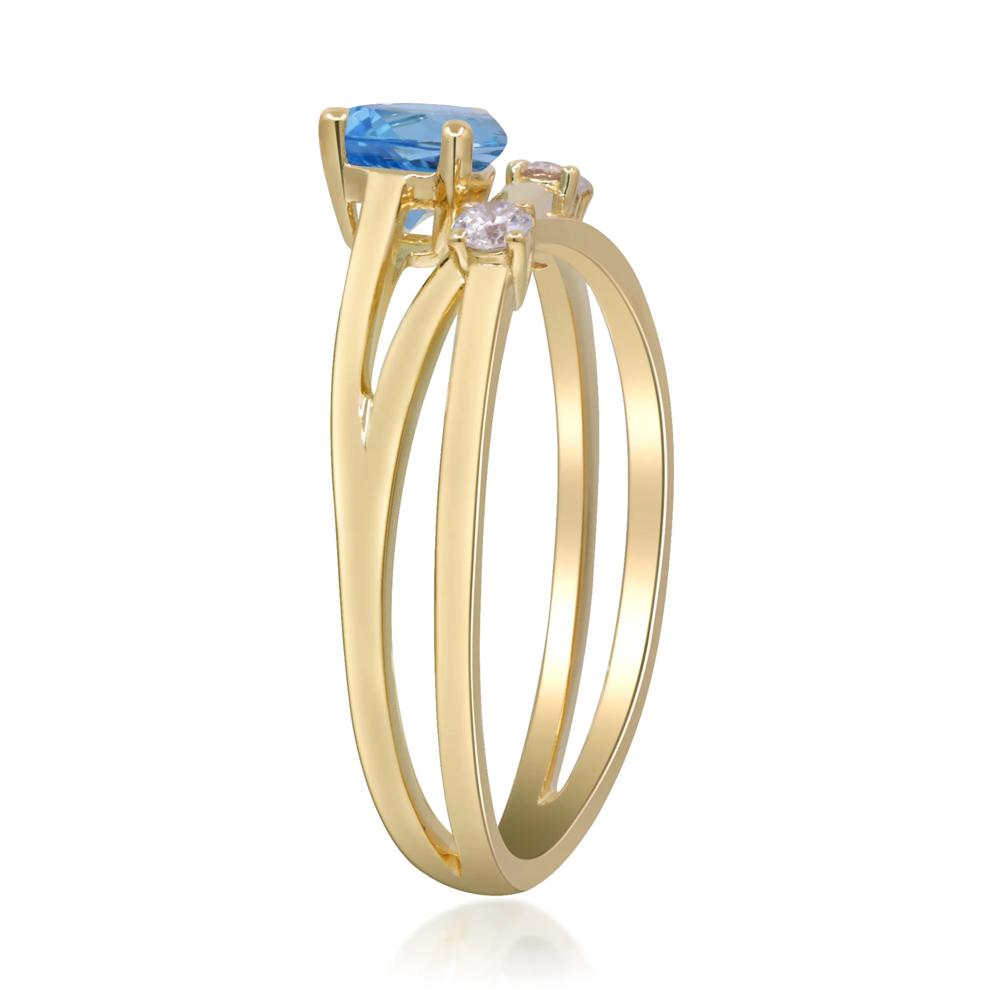 Blue Topaz &amp; Diamond Multi-Row Ring in 10K Yellow Gold (1/10 ct. tw.) – Image 3 of 5