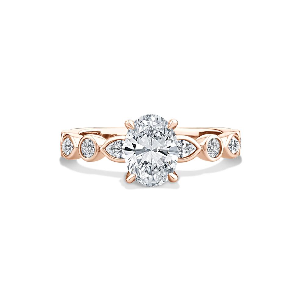 Lab Grown Diamond Oval Center Engagement Ring in 10K Rose Gold (1 3/8 ct. tw.) – Image 1 of 4