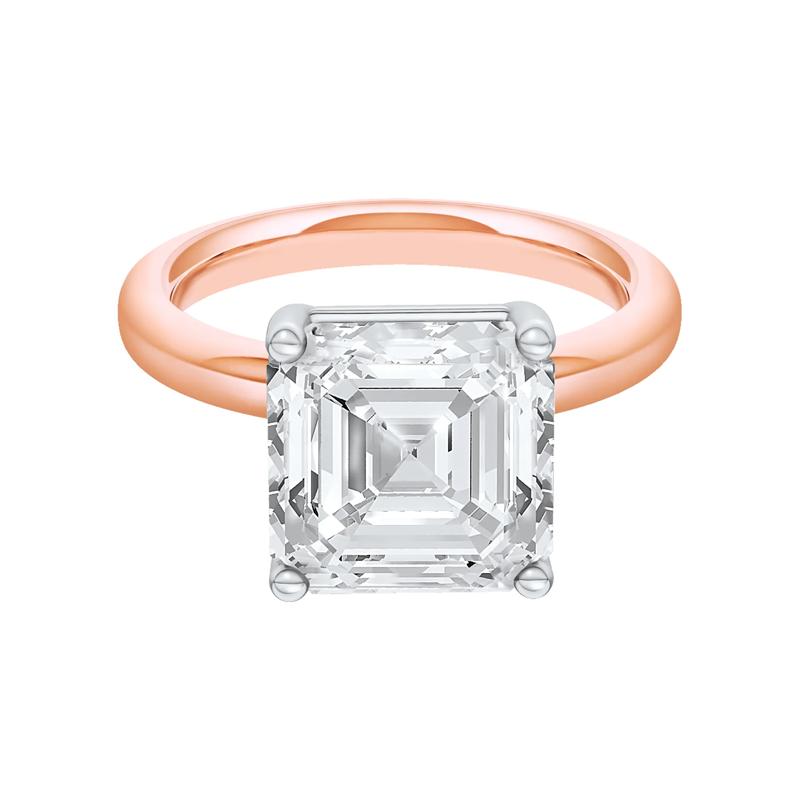 Lab Grown Diamond Asscher-Cut Solitaire Engagement Ring in 14K Rose &amp; White Gold &#40;5 ct.&#41; – Image 1 of 4