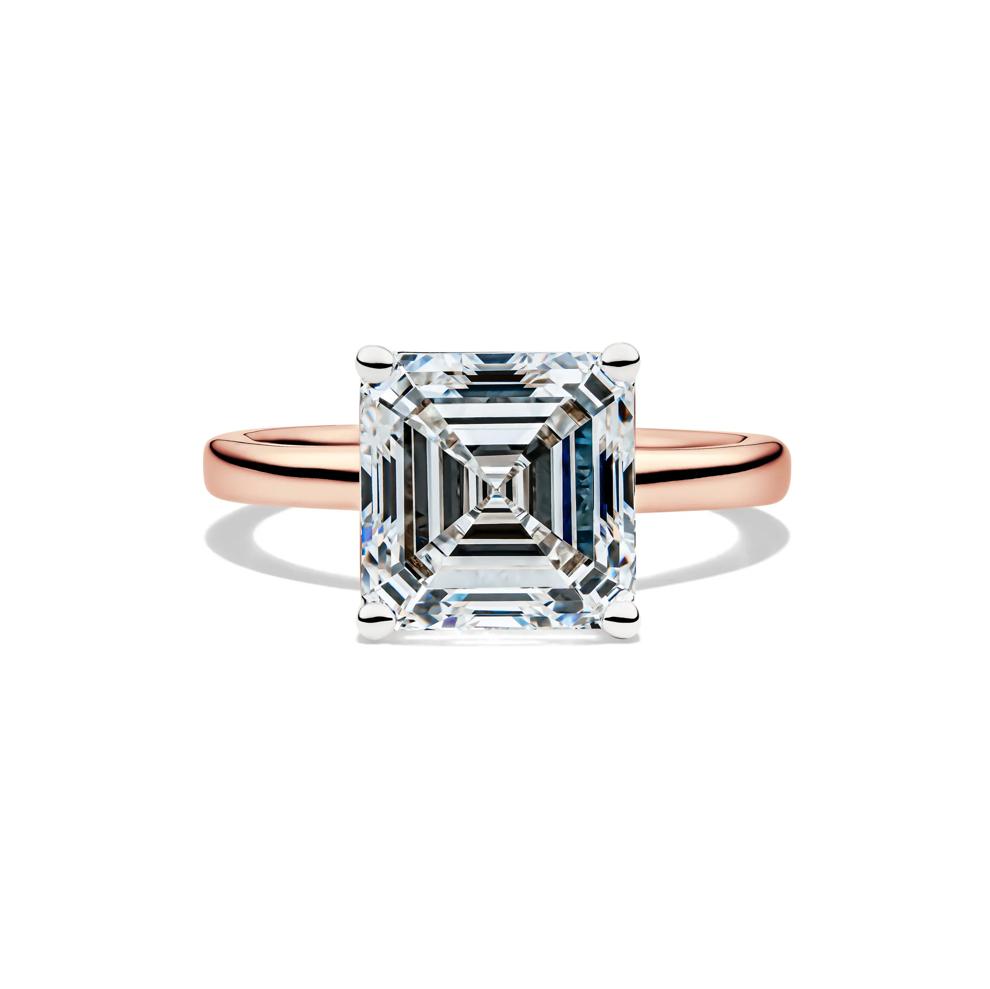 Lab Grown Diamond Asscher-Cut Solitaire Engagement Ring in 14K Rose &amp; White Gold (5 ct.) – Image 1 of 4