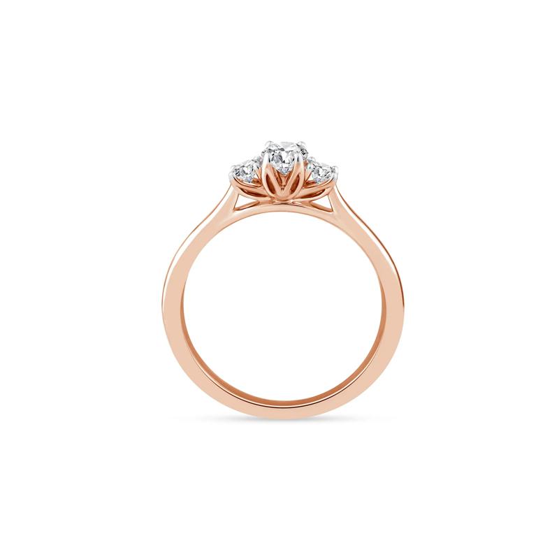 Diamond Oval Center Three-Stone Ring in 14K Rose Gold &#40;1/2 ct. tw.&#41; – Image 2 of 3