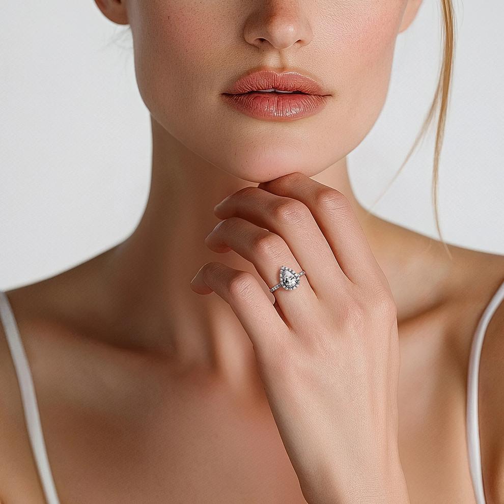 Lab Grown Diamond Pear-Shaped Halo Engagement Ring in 14K White Gold (1 3/4 ct. tw.) – Image 5 of 5