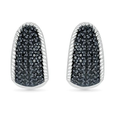 Black Diamond Wedge Hoop Earrings in Sterling Silver (1/2 ct. tw.)