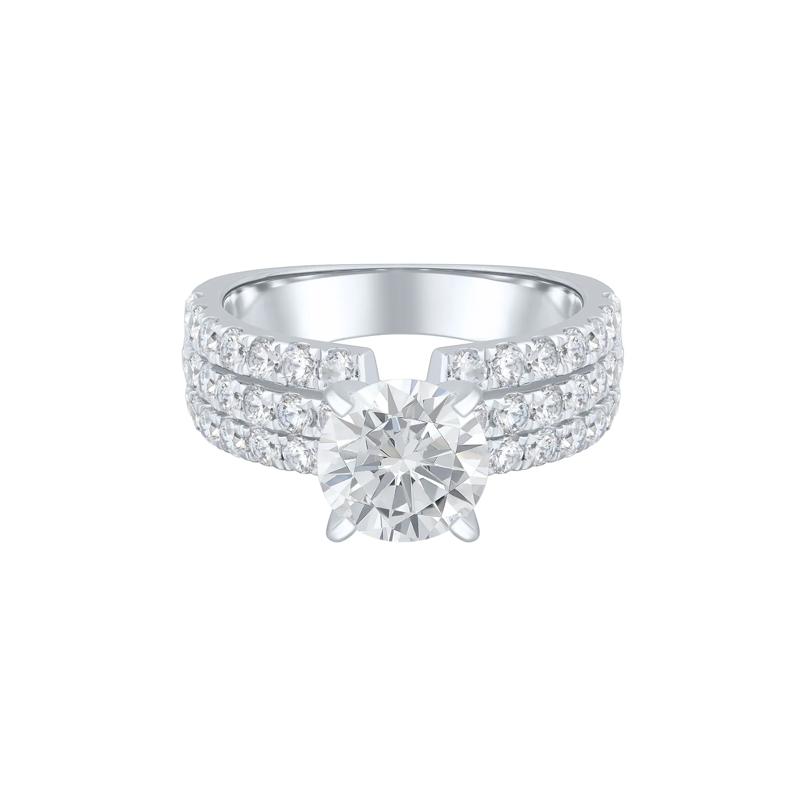 Lab Grown Diamond Three-Row Semi-Mount Engagement Ring in 14K White Gold &#40;Setting Only&#41; &#40;1 1/4 ct. tw.&#41; – Image 1 of 6