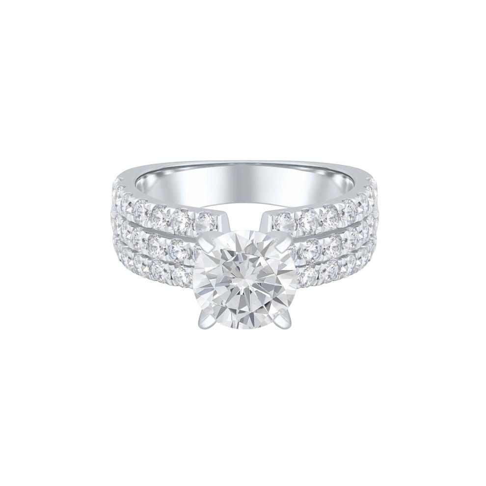 Lab Grown Diamond Three-Row Semi-Mount Engagement Ring in 14K White Gold (Setting Only) (1 1/4 ct. tw.) – Image 1 of 6