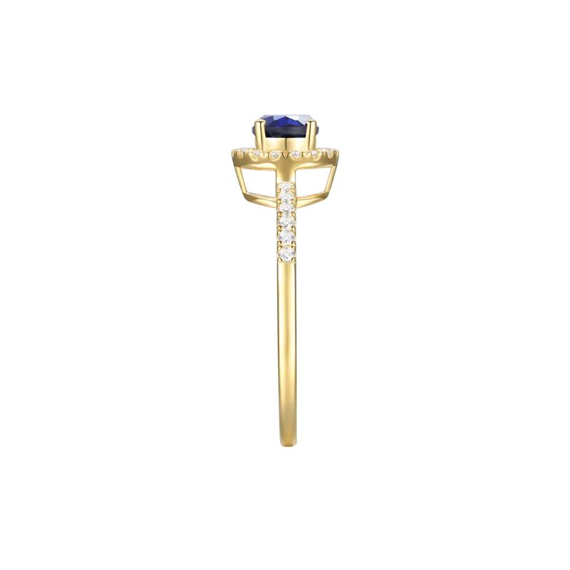 Blue Sapphire and Diamond Ring in 10K Yellow Gold &#40;1/5 ct. tw.&#41; – Image 3 of 3