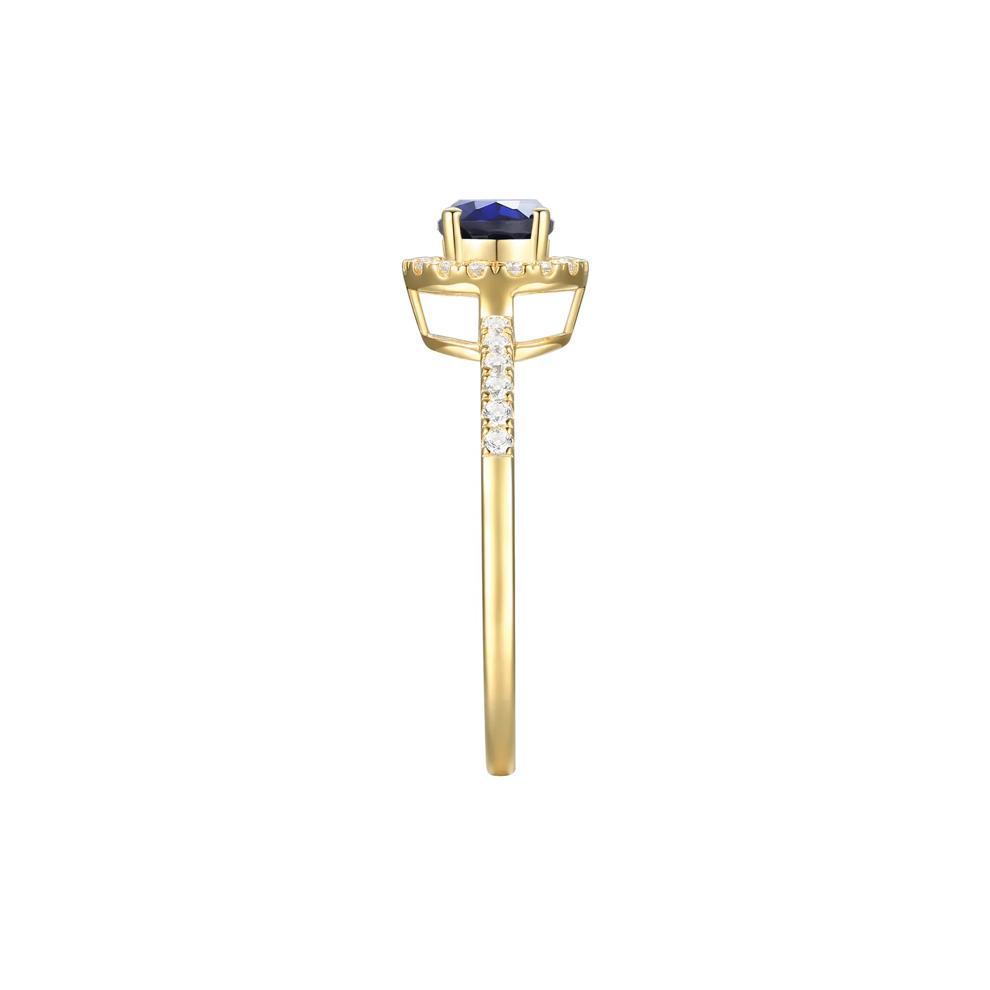 Blue Sapphire and Diamond Ring in 10K Yellow Gold (1/5 ct. tw.) – Image 3 of 3