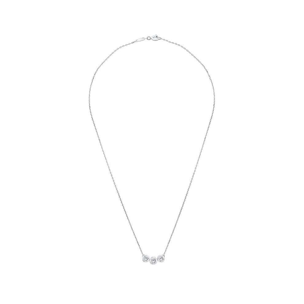 Diamond Three-Stone Frontal Necklace in 10K White Gold (1/2 ct. tw.) – Image 3 of 4