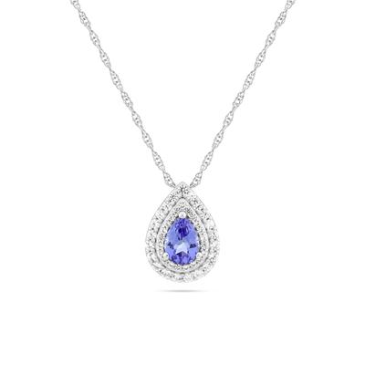 Tanzanite & Lab-Created White Sapphire Pendant Necklace in Sterling Silver