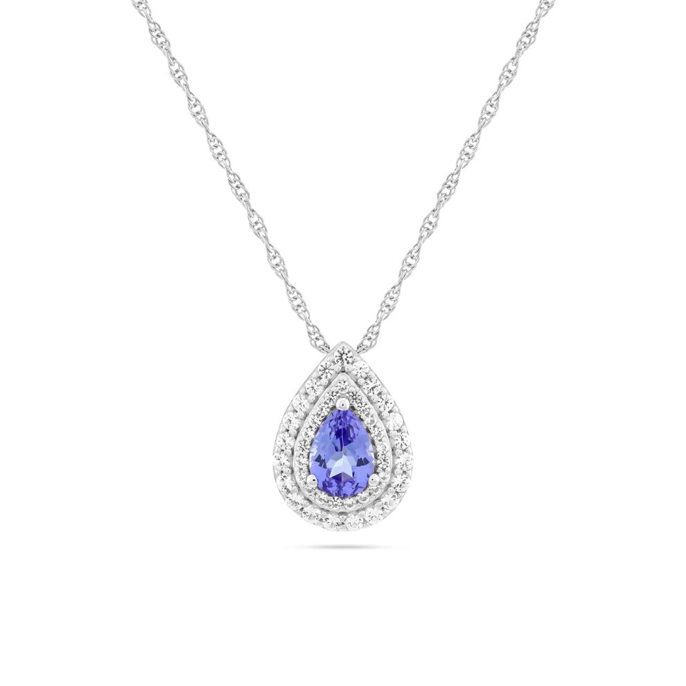 Tanzanite &amp; Lab-Created White Sapphire Pendant Necklace in Sterling Silver – Image 1 of 4