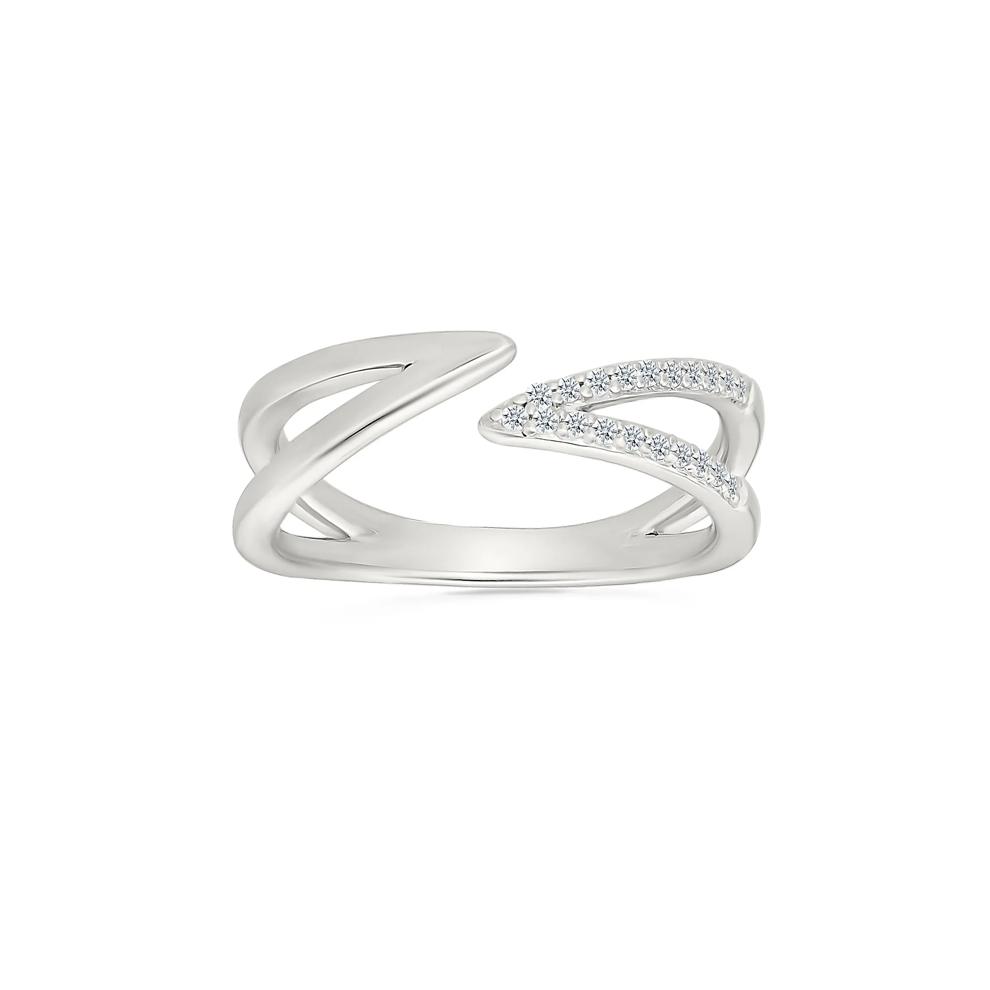 Diamond Accent Bypass Pinky Ring in Sterling Silver – Image 5 of 5