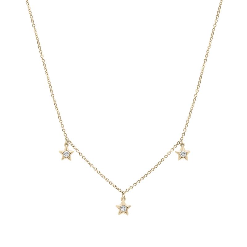 Diamond Bezel Star Station Necklace in 10K Yellow Gold &#40;1/10 ct. tw.&#41; – Image 1 of 4