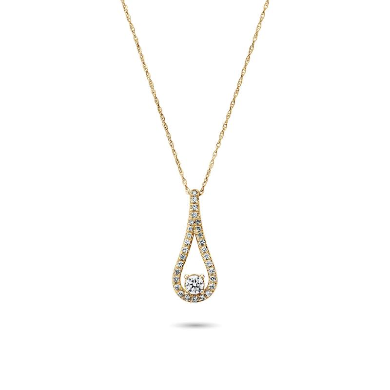 Lab Grown Diamond Drop Pendant in 14K Yellow Gold &#40;3/8 ct. tw.&#41; – Image 1 of 5