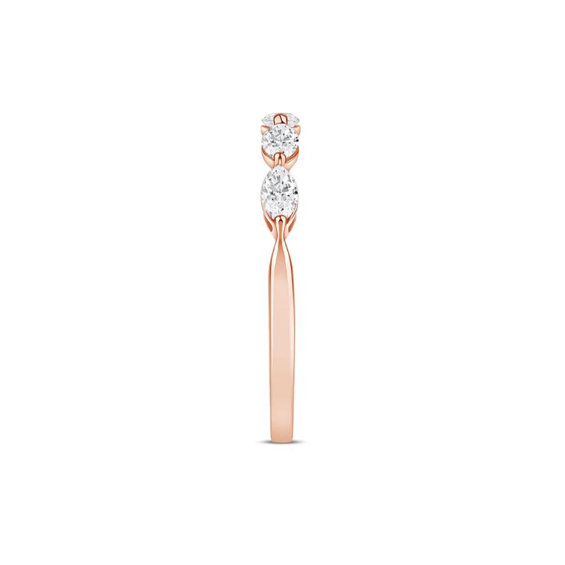 Lab Grown Diamond Marquise-Cut 5-Stone Anniversary Band in 14K Rose Gold – Image 3 of 3