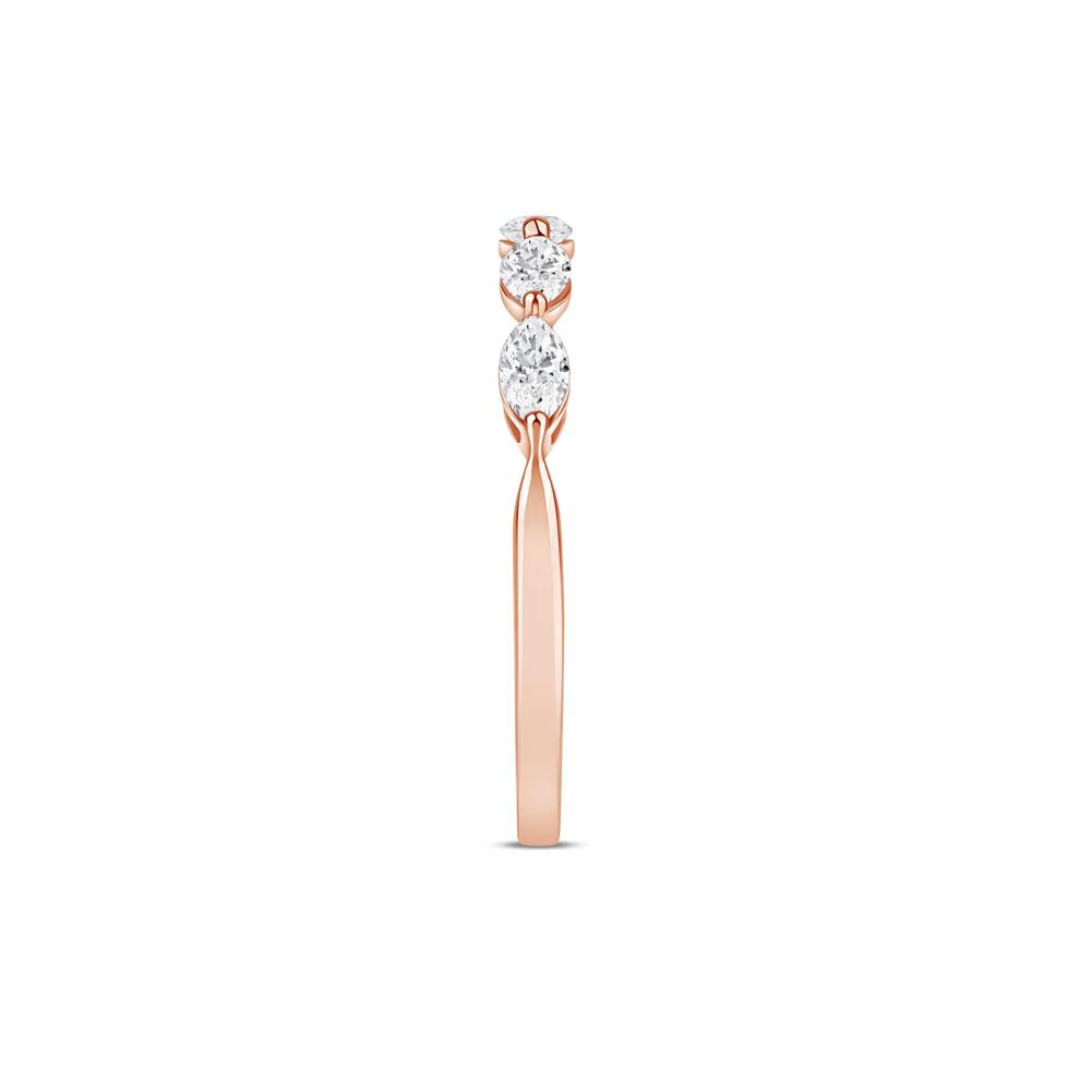 Lab Grown Diamond Marquise-Cut 5-Stone Anniversary Band in 14K Rose Gold – Image 3 of 3