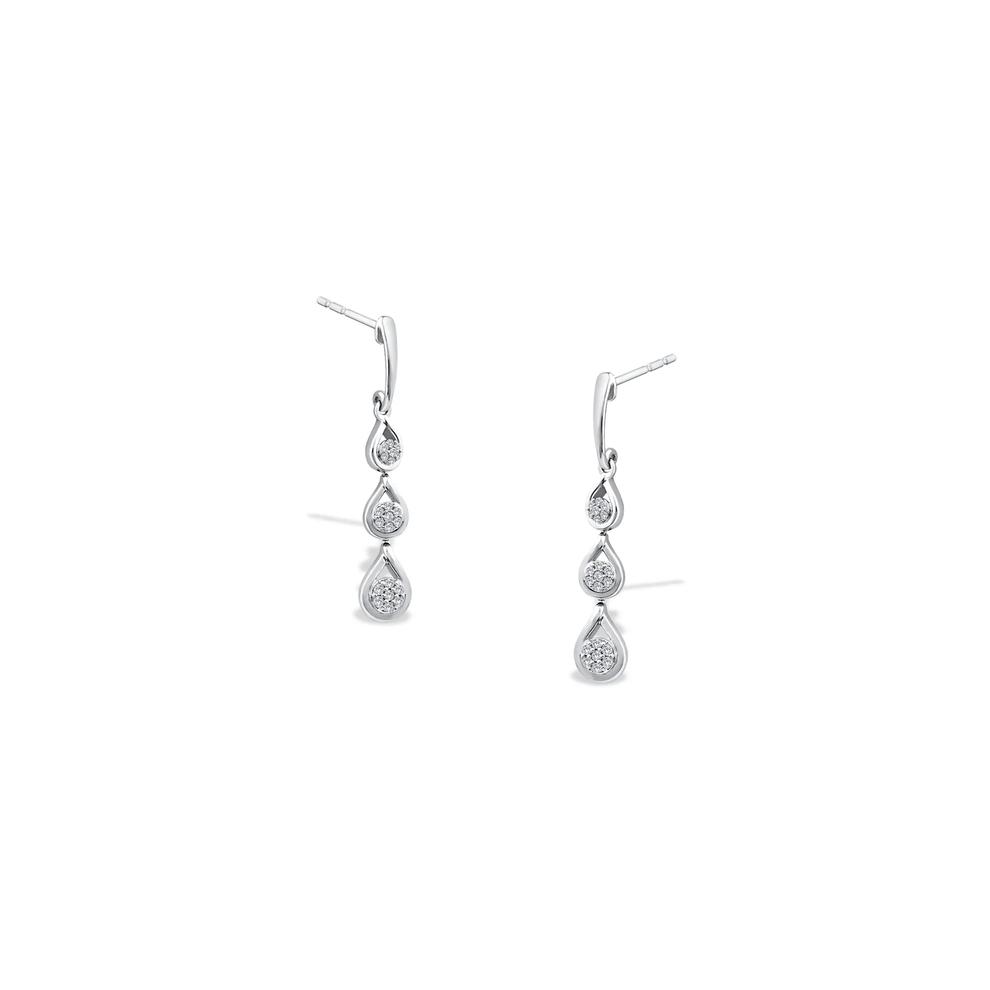 Diamond  Pear-Shaped Linear Drop Earrings in 10K White Gold (1/7 ct. tw.) – Image 1 of 2